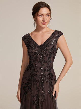 Strapless V-Neck A-Line Floor Length Embroidered Evening Dresses