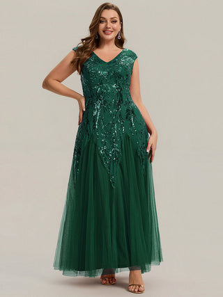 Strapless V-Neck A-Line Floor Length Embroidered Evening Dresses