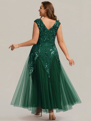Strapless V-Neck A-Line Floor Length Embroidered Evening Dresses
