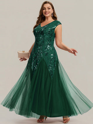 Strapless V-Neck A-Line Floor Length Embroidered Evening Dresses