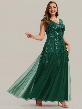 Strapless V-Neck A-Line Floor Length Embroidered Evening Dresses