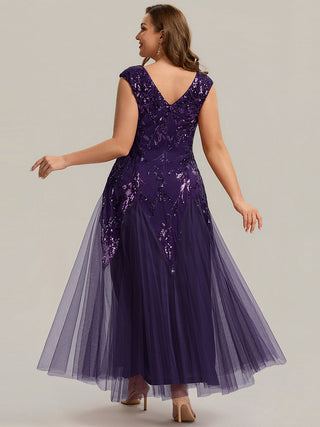 Strapless V-Neck A-Line Floor Length Embroidered Evening Dresses