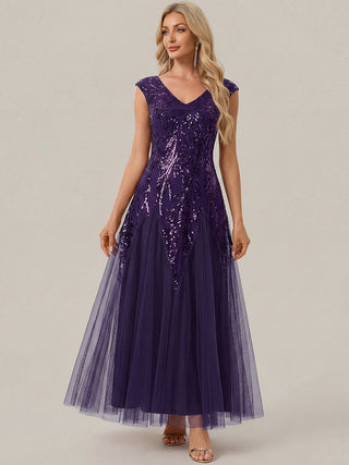 Strapless V-Neck A-Line Floor Length Embroidered Evening Dresses