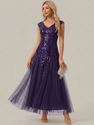 Strapless V-Neck A-Line Floor Length Embroidered Evening Dresses
