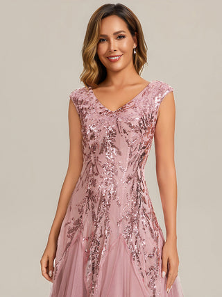 Strapless V-Neck A-Line Floor Length Embroidered Evening Dresses