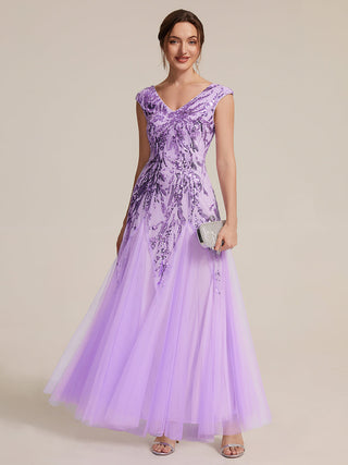 Strapless V-Neck A-Line Floor Length Embroidered Evening Dresses