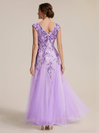 Strapless V-Neck A-Line Floor Length Embroidered Evening Dresses