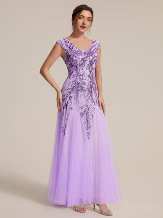 Strapless V-Neck A-Line Floor Length Embroidered Evening Dresses