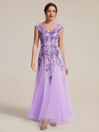 Strapless V-Neck A-Line Floor Length Embroidered Evening Dresses