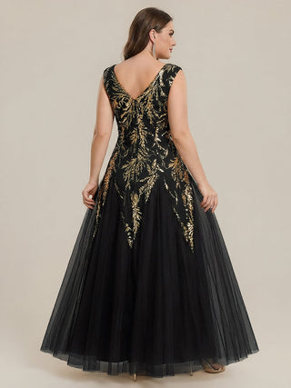 Strapless V-Neck A-Line Floor Length Embroidered Evening Dresses