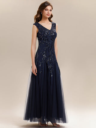 Strapless V-Neck A-Line Floor Length Embroidered Evening Dresses