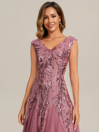 Strapless V-Neck A-Line Floor Length Embroidered Evening Dresses