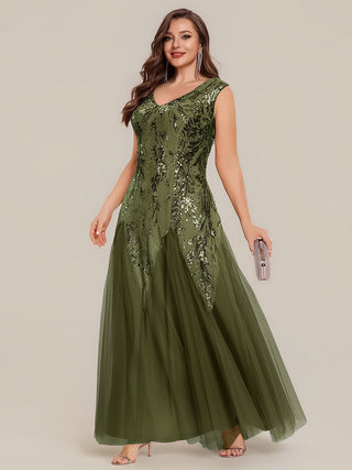 Strapless V-Neck A-Line Floor Length Embroidered Evening Dresses