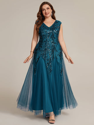 Strapless V-Neck A-Line Floor Length Embroidered Evening Dresses
