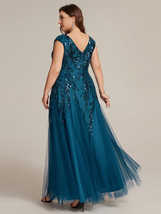 Strapless V-Neck A-Line Floor Length Embroidered Evening Dresses