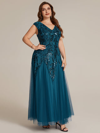 Strapless V-Neck A-Line Floor Length Embroidered Evening Dresses