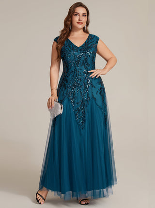 Strapless V-Neck A-Line Floor Length Embroidered Evening Dresses