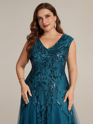 Strapless V-Neck A-Line Floor Length Embroidered Evening Dresses