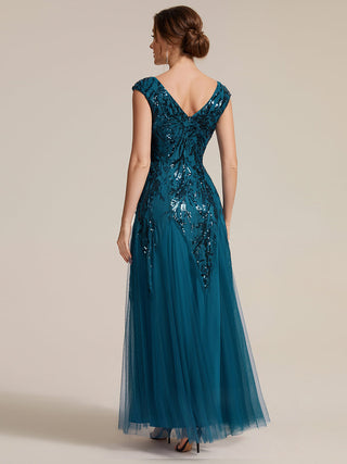 Strapless V-Neck A-Line Floor Length Embroidered Evening Dresses