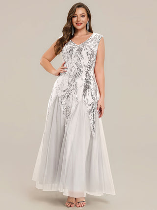 Strapless V-Neck A-Line Floor Length Embroidered Evening Dresses