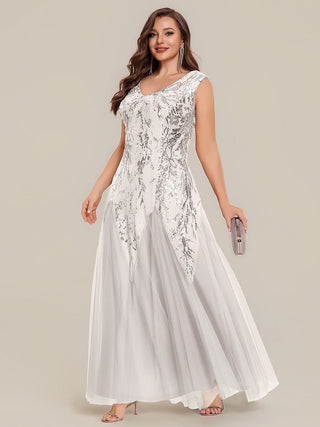 Strapless V-Neck A-Line Floor Length Embroidered Evening Dresses