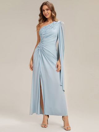 Long Sleeve Cape Sheath High Stretch One-Shoulder Evening Dresses