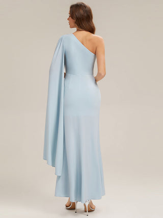 Long Sleeve Cape Sheath High Stretch One-Shoulder Evening Dresses