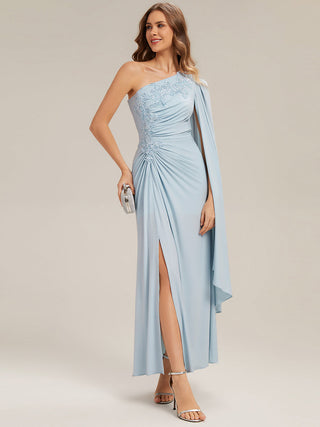 Long Sleeve Cape Sheath High Stretch One-Shoulder Evening Dresses