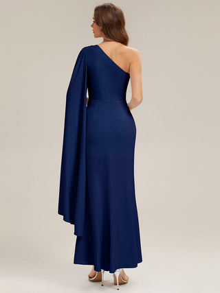 Long Sleeve Cape Sheath High Stretch One-Shoulder Evening Dresses