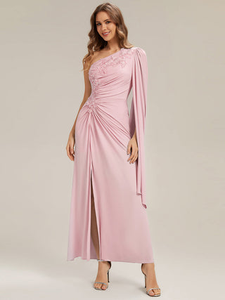 Long Sleeve Cape Sheath High Stretch One-Shoulder Evening Dresses