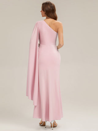 Long Sleeve Cape Sheath High Stretch One-Shoulder Evening Dresses