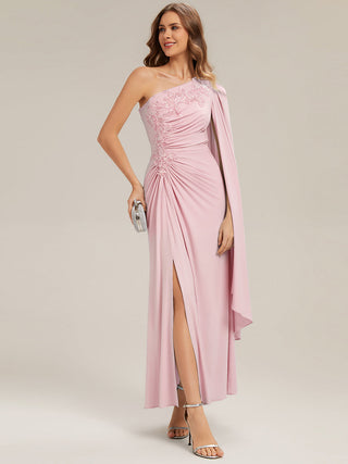 Long Sleeve Cape Sheath High Stretch One-Shoulder Evening Dresses