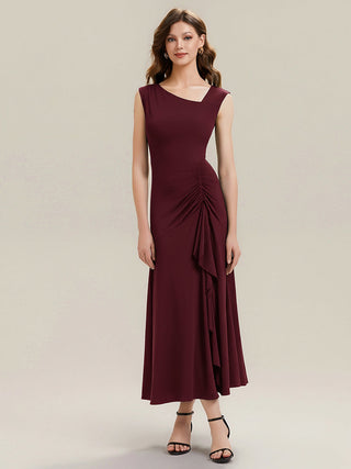 Sleeveless Asymmetrical Ruffled A-Line Maxi Evening Dresses