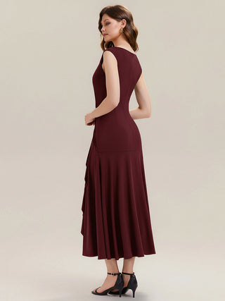 Sleeveless Asymmetrical Ruffled A-Line Maxi Evening Dresses