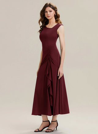 Sleeveless Asymmetrical Ruffled A-Line Maxi Evening Dresses