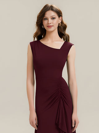 Sleeveless Asymmetrical Ruffled A-Line Maxi Evening Dresses