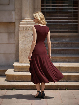 Sleeveless Asymmetrical Ruffled A-Line Maxi Evening Dresses