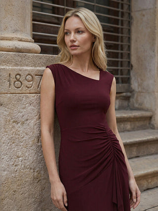 Sleeveless Asymmetrical Ruffled A-Line Maxi Evening Dresses