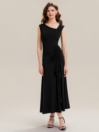Sleeveless Asymmetrical Ruffled A-Line Maxi Evening Dresses