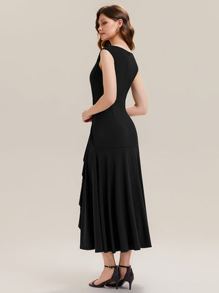 Sleeveless Asymmetrical Ruffled A-Line Maxi Evening Dresses