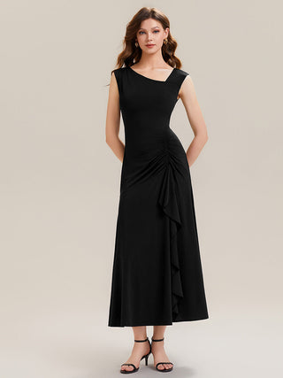 Sleeveless Asymmetrical Ruffled A-Line Maxi Evening Dresses