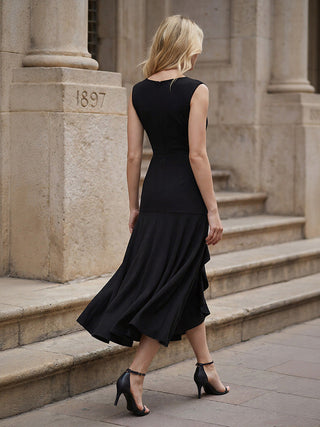 Sleeveless Asymmetrical Ruffled A-Line Maxi Evening Dresses