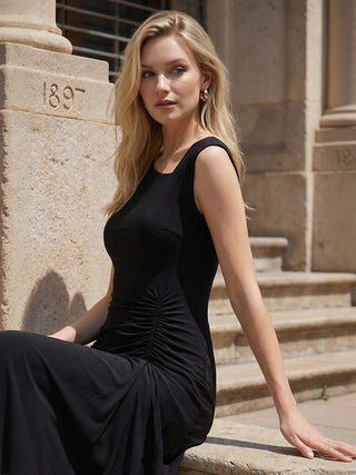 Sleeveless Asymmetrical Ruffled A-Line Maxi Evening Dresses