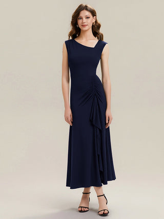 Sleeveless Asymmetrical Ruffled A-Line Maxi Evening Dresses