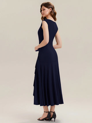 Sleeveless Asymmetrical Ruffled A-Line Maxi Evening Dresses