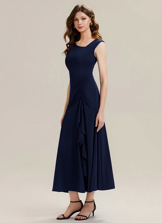 Sleeveless Asymmetrical Ruffled A-Line Maxi Evening Dresses