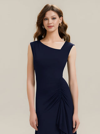 Sleeveless Asymmetrical Ruffled A-Line Maxi Evening Dresses