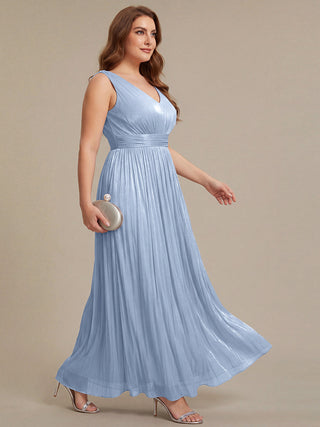 Strapless V-Neck Gathered A-Line Floor Length Evening Dresses