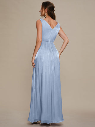 Strapless V-Neck Gathered A-Line Floor Length Evening Dresses