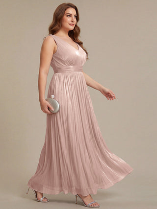 Strapless V-Neck Gathered A-Line Floor Length Evening Dresses